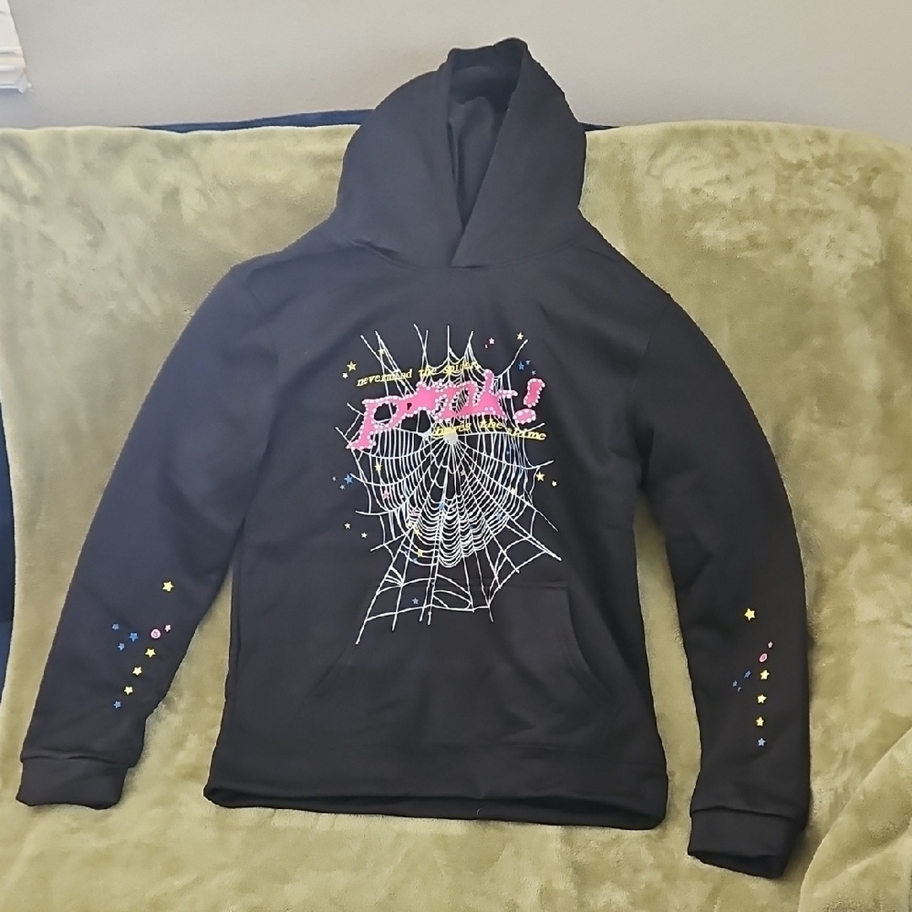 Youth Kids Black Hoodie with Web Design